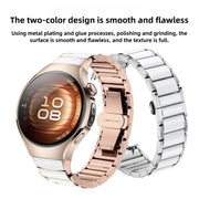 For Huawei Watch 5 42mm Butterfly Buckle Ceramic White Metal Watch Band(Silver White)