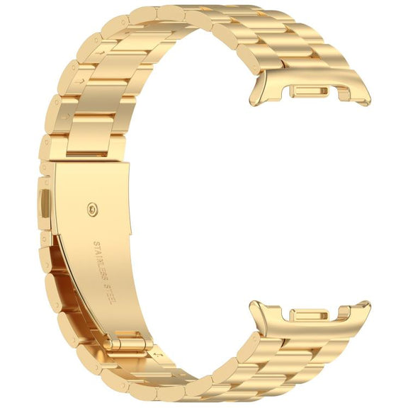 For Samsung Galaxy Watch 8 40 / 44mm Slim Three Beads Stainless Steel Watch Band(Gold)