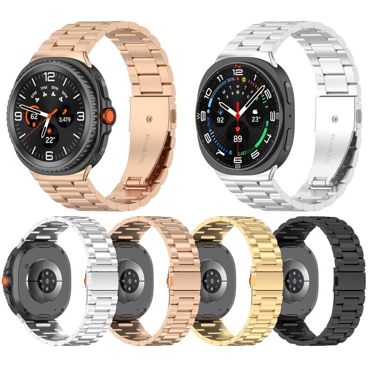For Samsung Galaxy Watch 8 40 / 44mm Slim Three Beads Stainless Steel Watch Band(Silver)