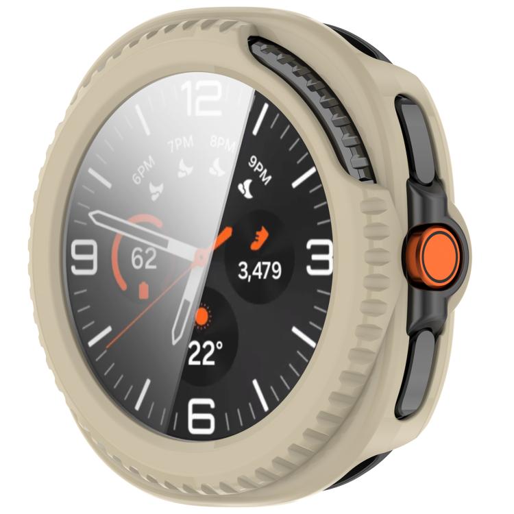 For Samsung Galaxy Watch8 Classic 46mm Tempered Film Integrated PC Watch Cover(Ivory White)