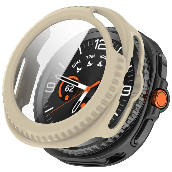 For Samsung Galaxy Watch8 Classic 46mm Tempered Film Integrated PC Watch Cover(Ivory White)