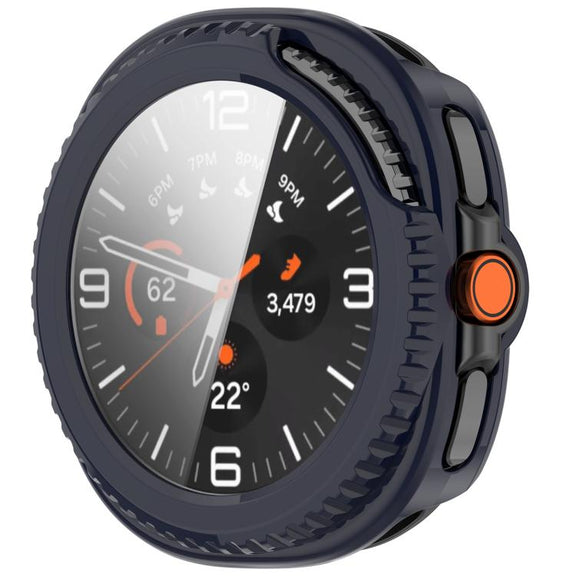 For Samsung Galaxy Watch8 Classic 46mm Tempered Film Integrated PC Watch Cover(Ink Blue)