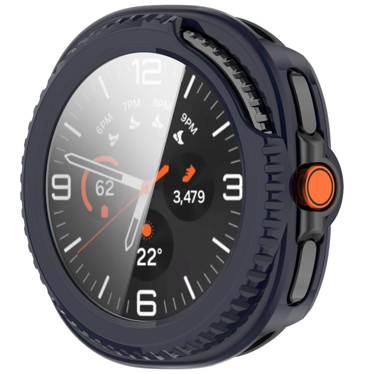For Samsung Galaxy Watch8 Classic 46mm Tempered Film Integrated PC Watch Cover(Ink Blue)