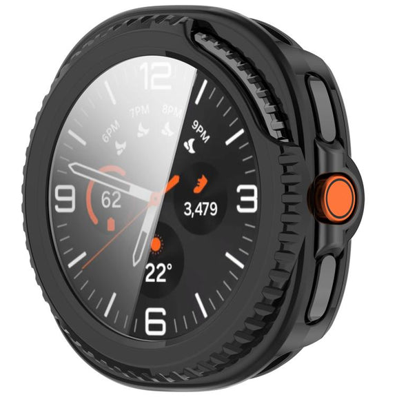 For Samsung Galaxy Watch8 Classic 46mm Tempered Film Integrated PC Watch Cover(Glossy Black)