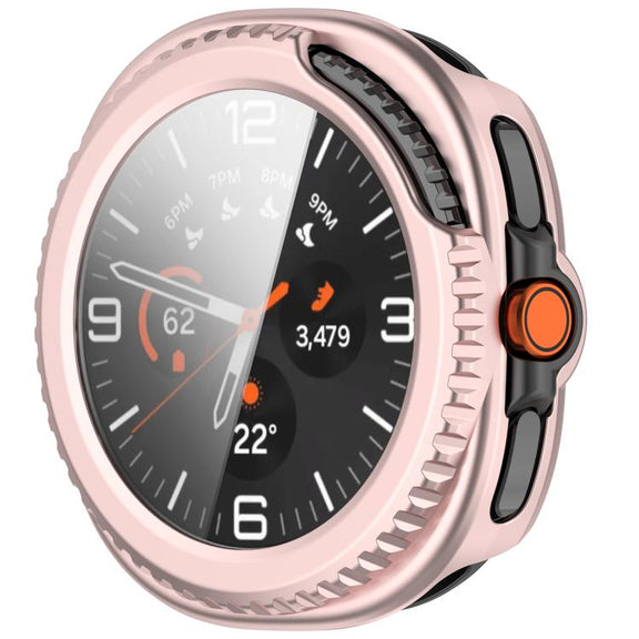 For Samsung Galaxy Watch8 Classic 46mm Tempered Film Integrated PC Watch Cover(Frosted Pink)