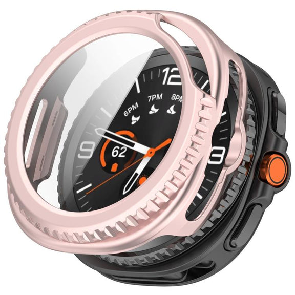 For Samsung Galaxy Watch8 Classic 46mm Tempered Film Integrated PC Watch Cover(Frosted Pink)