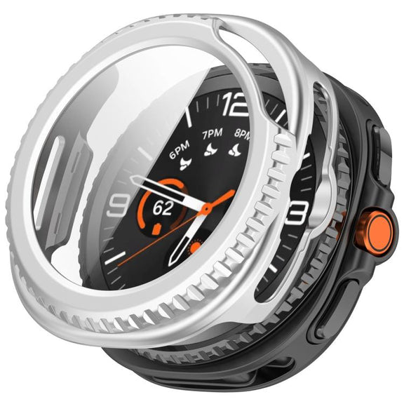 For Samsung Galaxy Watch8 Classic 46mm Tempered Film Integrated PC Watch Cover(Frosted Silver)