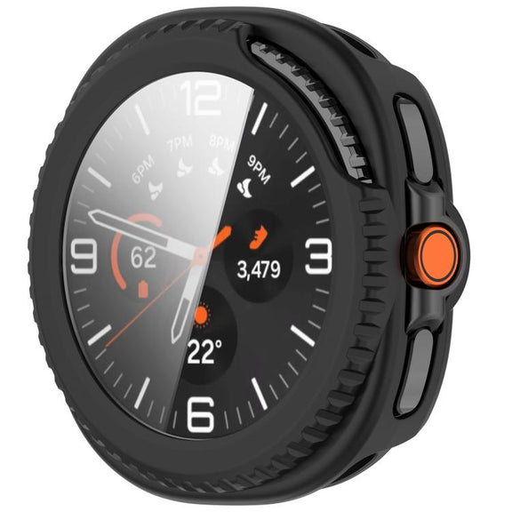 For Samsung Galaxy Watch8 Classic 46mm Tempered Film Integrated PC Watch Cover(Frosted Black)