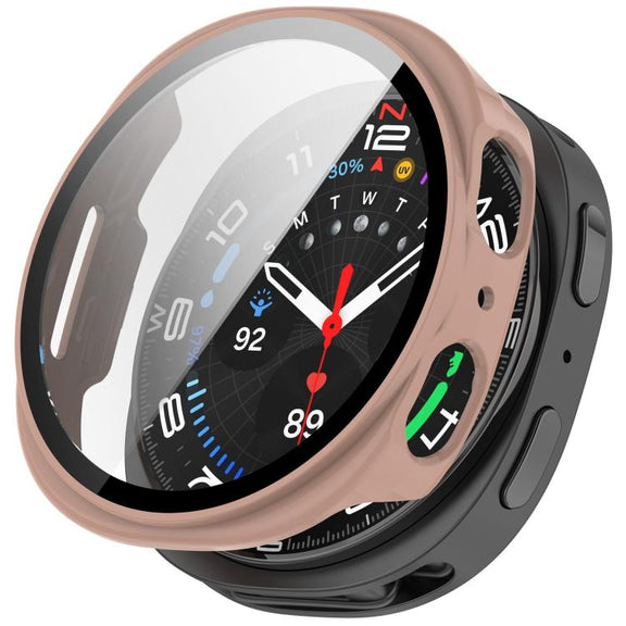 For Samsung Galaxy Watch 8 44mm Tempered Film Integrated PC Watch Cover(Cherry Pink)