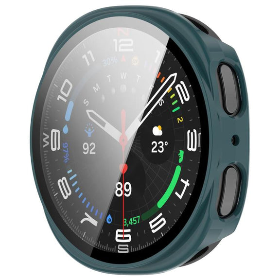 For Samsung Galaxy Watch 8 44mm Tempered Film Integrated PC Watch Cover(Pine Green)