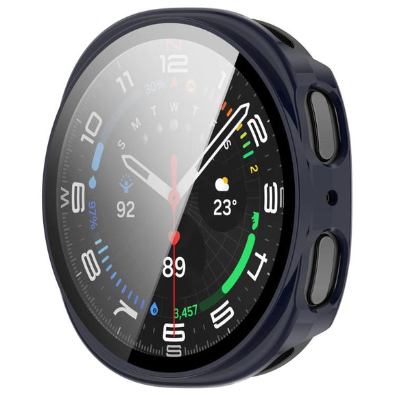For Samsung Galaxy Watch 8 44mm Tempered Film Integrated PC Watch Cover(Ink Blue)
