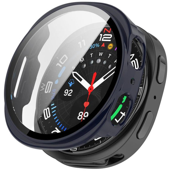 For Samsung Galaxy Watch 8 44mm Tempered Film Integrated PC Watch Cover(Ink Blue)