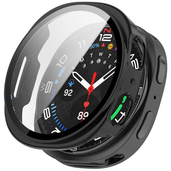 For Samsung Galaxy Watch 8 44mm Tempered Film Integrated PC Watch Cover(Glossy Black)
