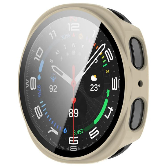 For Samsung Galaxy Watch 8 40mm Tempered Film Integrated PC Watch Cover(Ivory White)