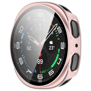 For Samsung Galaxy Watch 8 40mm Tempered Film Integrated PC Watch Cover(Frosted Pink)
