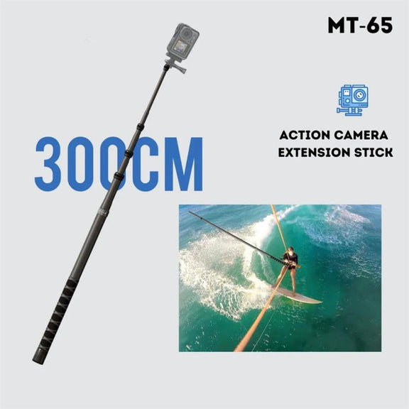 JMARY MT-65 For Action Cameras 3m Carbon Fiber Selfie Stick Monopod 5 Section Extension Pole