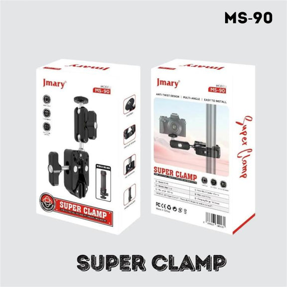 JMARY MS-90 For Action Cameras Super Clamp Mount Magic Arm Double Ball Head Adapter