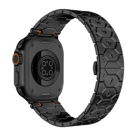 For Apple Watch 46mm / 49mm / 45mm / 44mm Octagonal Stainless Steel  Watch(Black)