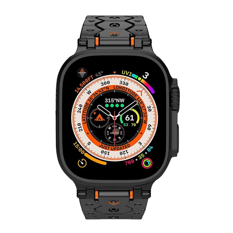 For Apple Watch 46mm / 49mm / 45mm / 44mm Octagonal Stainless Steel  Watch(Black)