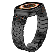 For Apple Watch 46mm / 49mm / 45mm / 44mm Octagonal Stainless Steel  Watch(Black)