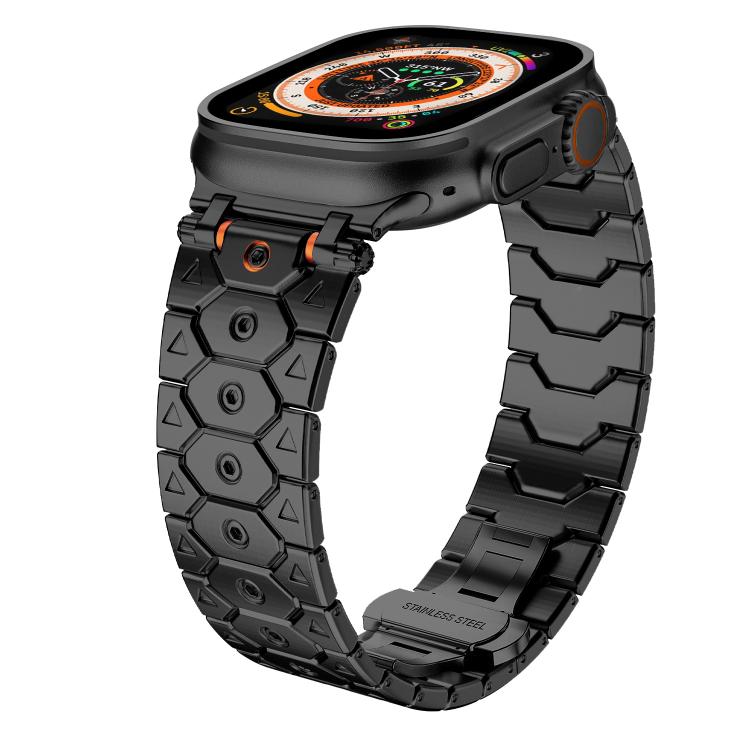 For Apple Watch 46mm / 49mm / 45mm / 44mm Octagonal Stainless Steel  Watch(Black)