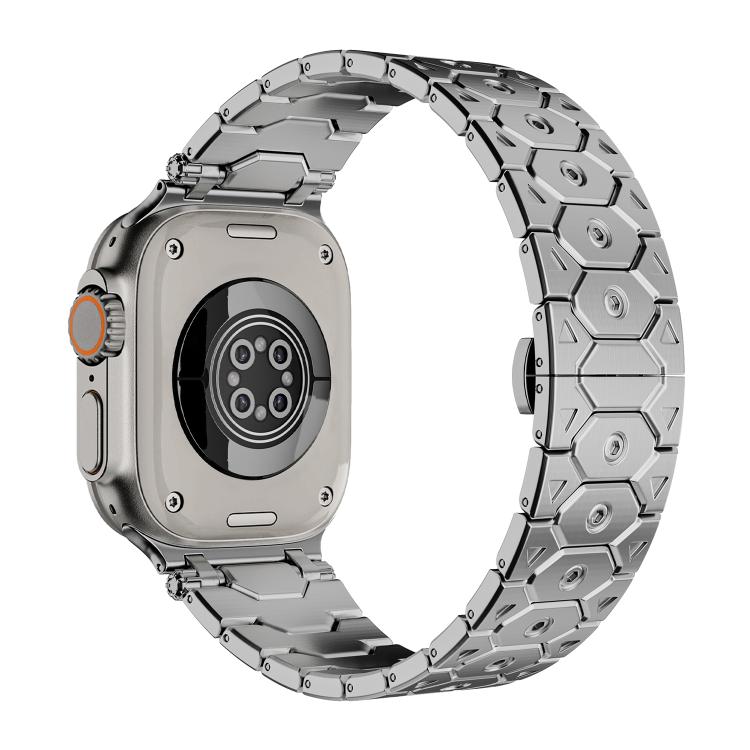 For Apple Watch 46mm / 49mm / 45mm / 44mm Octagonal Stainless Steel  Watch(Silver)