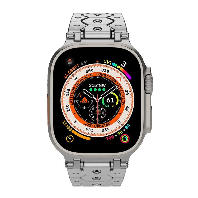 For Apple Watch 46mm / 49mm / 45mm / 44mm Octagonal Stainless Steel  Watch(Silver)