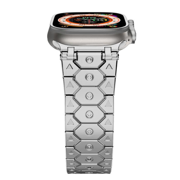 For Apple Watch 46mm / 49mm / 45mm / 44mm Octagonal Stainless Steel  Watch(Silver)