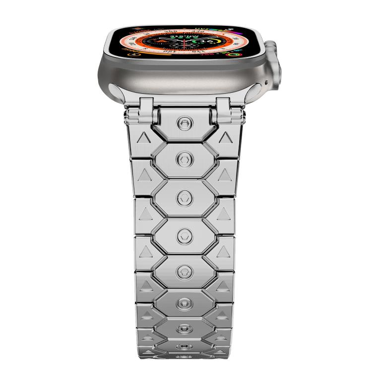 For Apple Watch 46mm / 49mm / 45mm / 44mm Octagonal Stainless Steel  Watch(Silver)