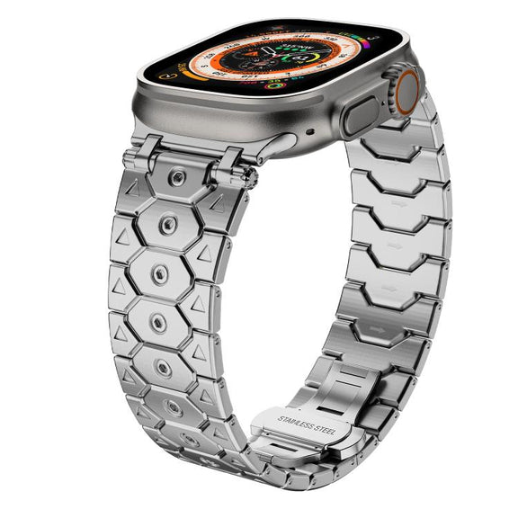For Apple Watch 46mm / 49mm / 45mm / 44mm Octagonal Stainless Steel  Watch(Silver)