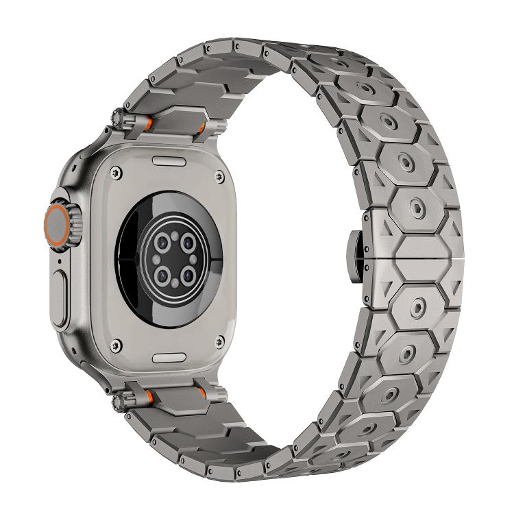 For Apple Watch 46mm / 49mm / 45mm / 44mm Octagonal Stainless Steel  Watch(Titanium)