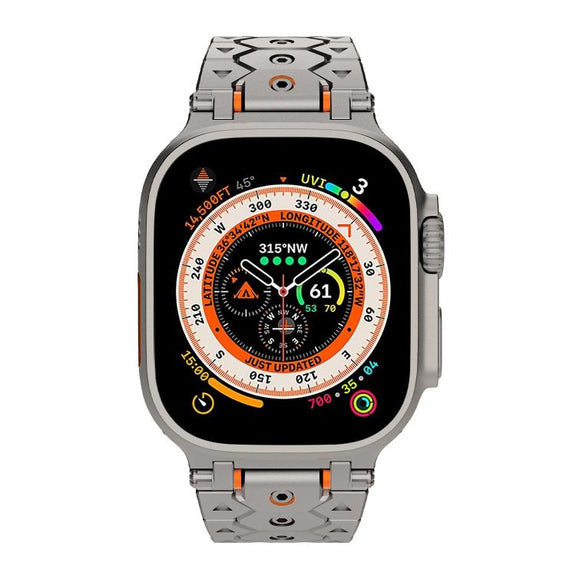 For Apple Watch 46mm / 49mm / 45mm / 44mm Octagonal Stainless Steel  Watch(Titanium)