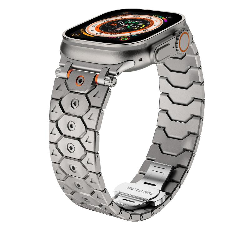 For Apple Watch 46mm / 49mm / 45mm / 44mm Octagonal Stainless Steel  Watch(Titanium)