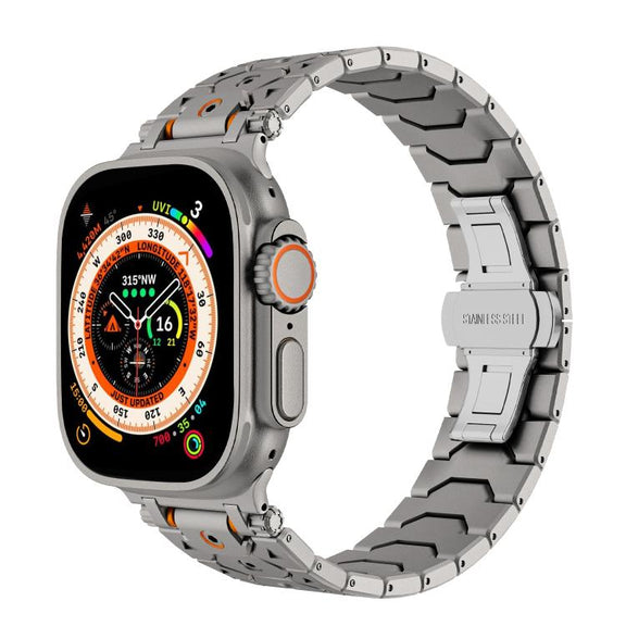 For Apple Watch 46mm / 49mm / 45mm / 44mm Octagonal Stainless Steel  Watch(Titanium)