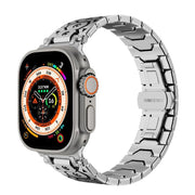 For Apple Watch 46mm / 49mm / 45mm / 44mm Octagonal Stainless Steel  Watch(Silver Inter Black)