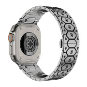 For Apple Watch 46mm / 49mm / 45mm / 44mm Octagonal Stainless Steel  Watch(Silver Inter Black)