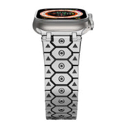 For Apple Watch 46mm / 49mm / 45mm / 44mm Octagonal Stainless Steel  Watch(Silver Inter Black)