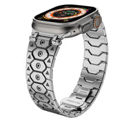 For Apple Watch 46mm / 49mm / 45mm / 44mm Octagonal Stainless Steel  Watch(Silver Inter Black)
