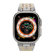 For Apple Watch 46mm / 49mm / 45mm / 44mm Octagonal Stainless Steel  Watch(Silver Inter Gold)
