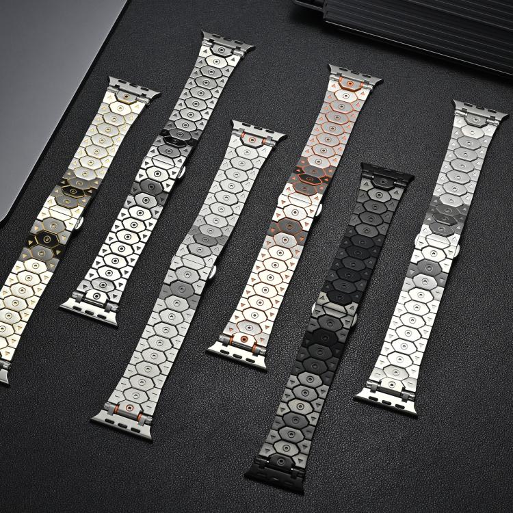 For Apple Watch 46mm / 49mm / 45mm / 44mm Octagonal Stainless Steel  Watch(Black)