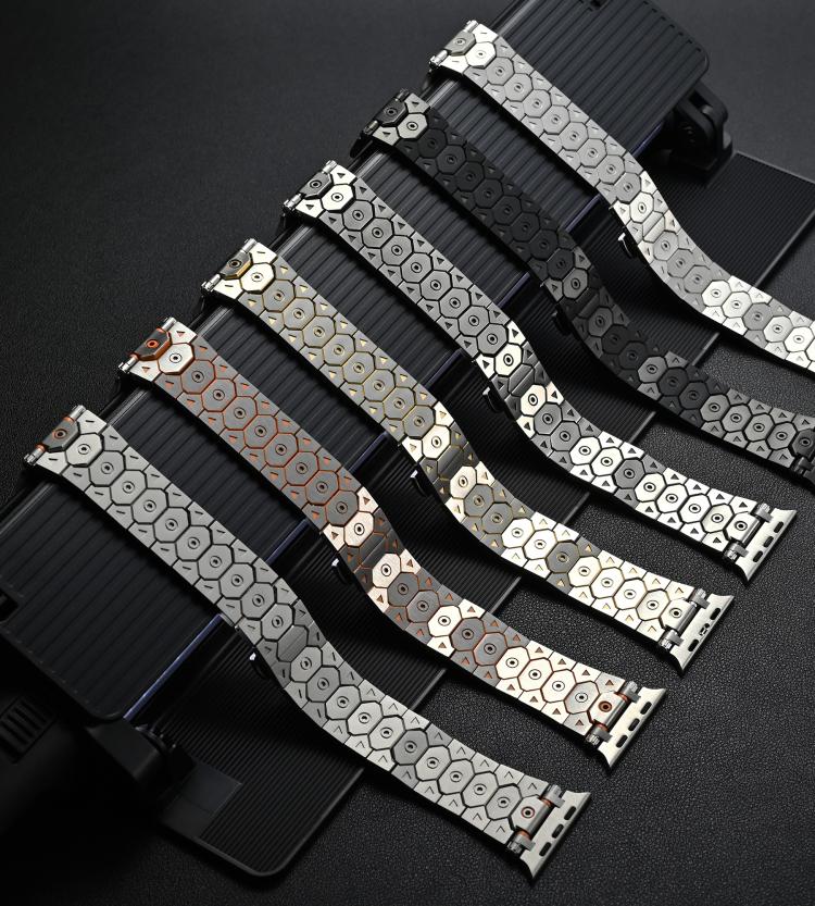 For Apple Watch 46mm / 49mm / 45mm / 44mm Octagonal Stainless Steel  Watch(Black)