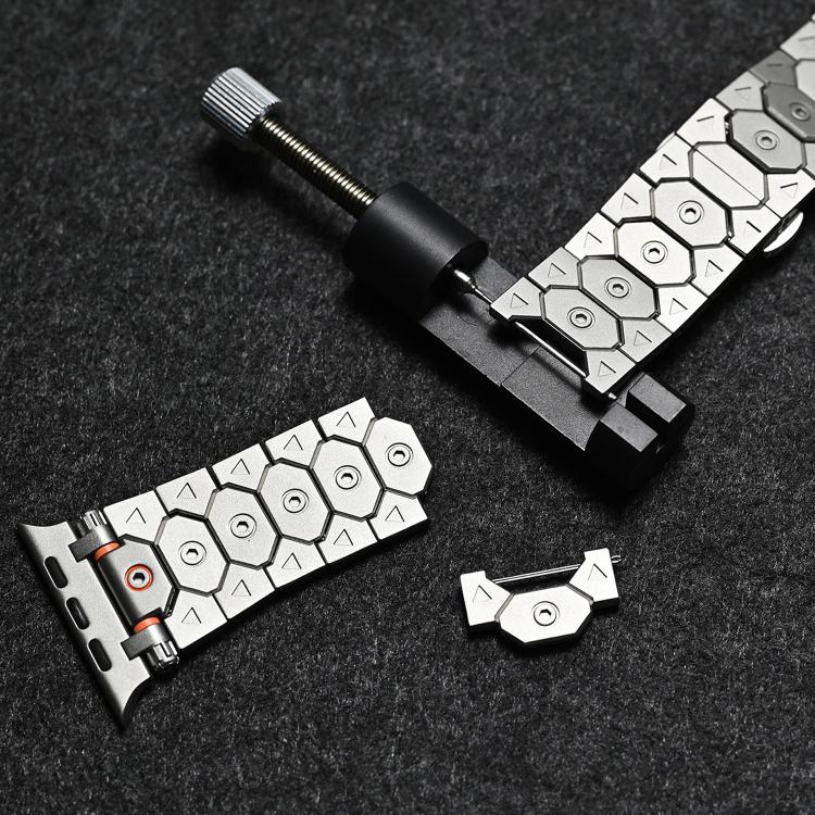 For Apple Watch 46mm / 49mm / 45mm / 44mm Octagonal Stainless Steel  Watch(Black)