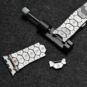 For Apple Watch 46mm / 49mm / 45mm / 44mm Octagonal Stainless Steel  Watch(Silver Inter Black)