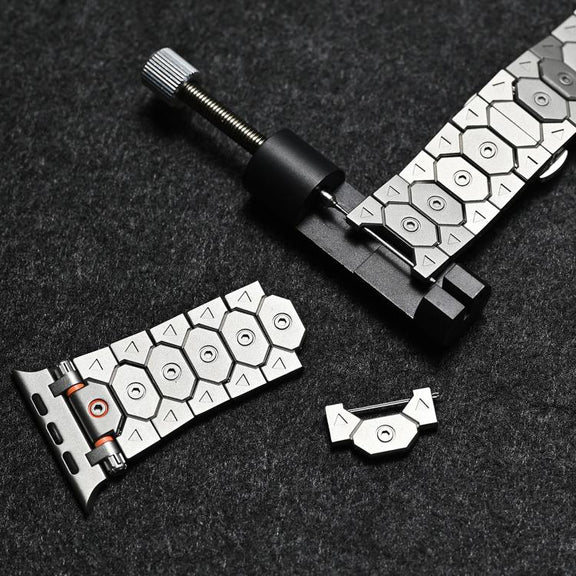 For Apple Watch 46mm / 49mm / 45mm / 44mm Octagonal Stainless Steel  Watch(Silver Inter Black)