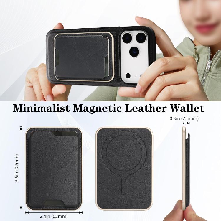 For iPhone 17 Pro Max Kalebol Slim MagSafe Ring Magnetic Card Bag Leather Phone Case(Black)