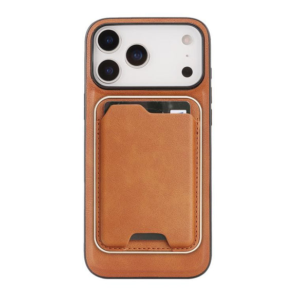 For iPhone 17 Pro Kalebol Slim MagSafe Ring Magnetic Card Bag Leather Phone Case(Brown)