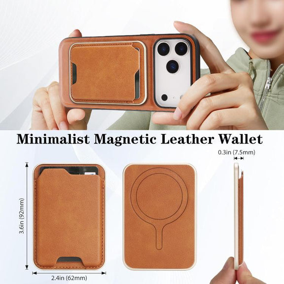 For iPhone 17 Pro Kalebol Slim MagSafe Ring Magnetic Card Bag Leather Phone Case(Brown)