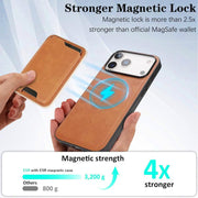 For iPhone 17 Pro Kalebol Slim MagSafe Ring Magnetic Card Bag Leather Phone Case(Brown)