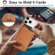 For iPhone 17 Pro Kalebol Slim MagSafe Ring Magnetic Card Bag Leather Phone Case(Brown)