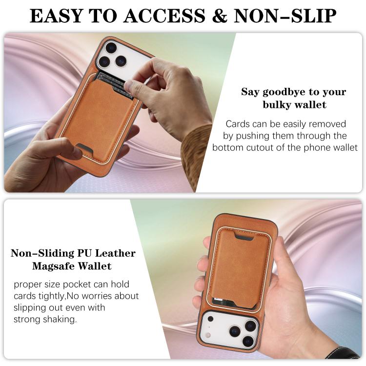 For iPhone 17 Pro Kalebol Slim MagSafe Ring Magnetic Card Bag Leather Phone Case(Brown)